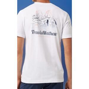 NWT Travis Mathew White Pima Cotton Cloudless Sky Shirt Mens Large